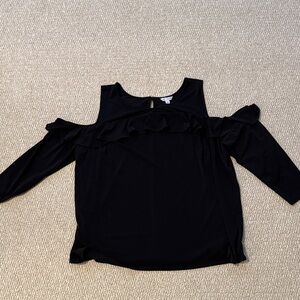 Women’s Boutique Black Ruffle Cold Shoulder Blouse